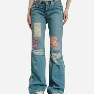 Levi's Blue Patchwork Flare Jeans